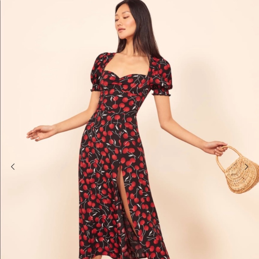 Reformation Lacey Dress Cherry Print